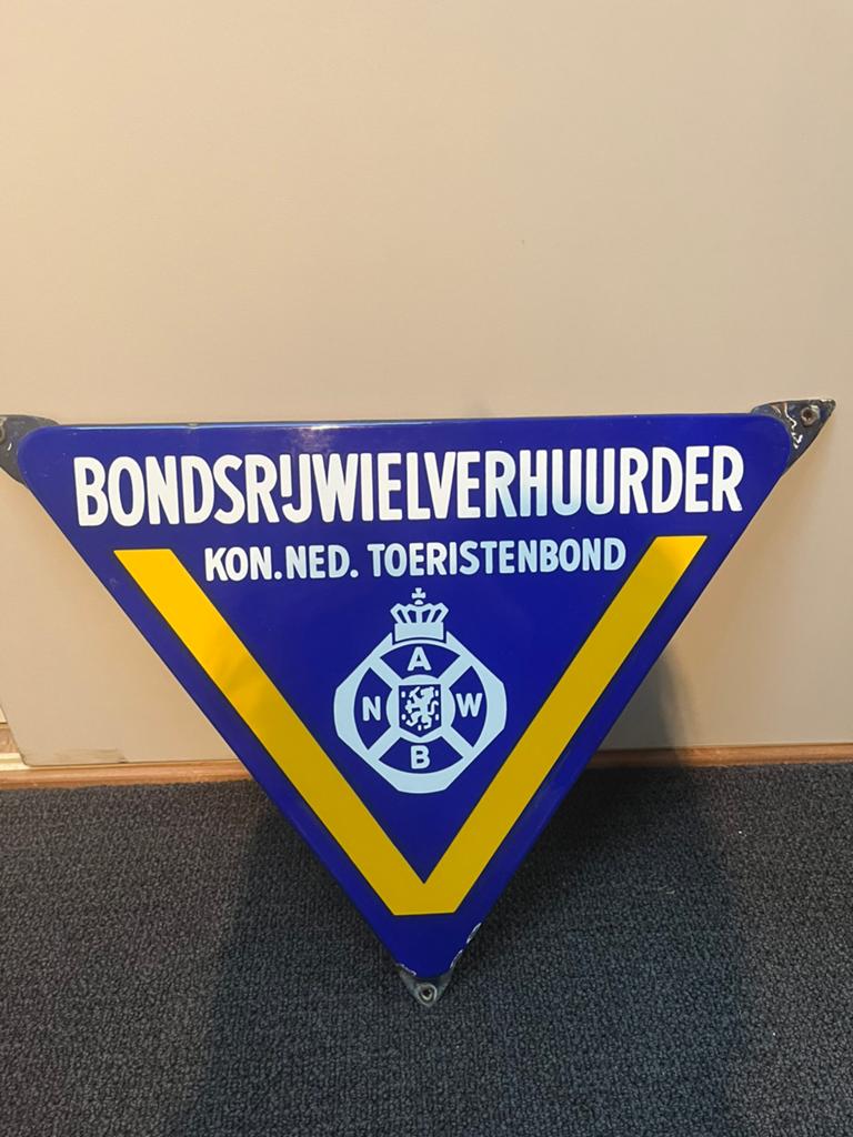 Vintage ANWB Bondsrijwielverhuurder Emaille Bord, Antiek en Kunst, Ophalen of Verzenden