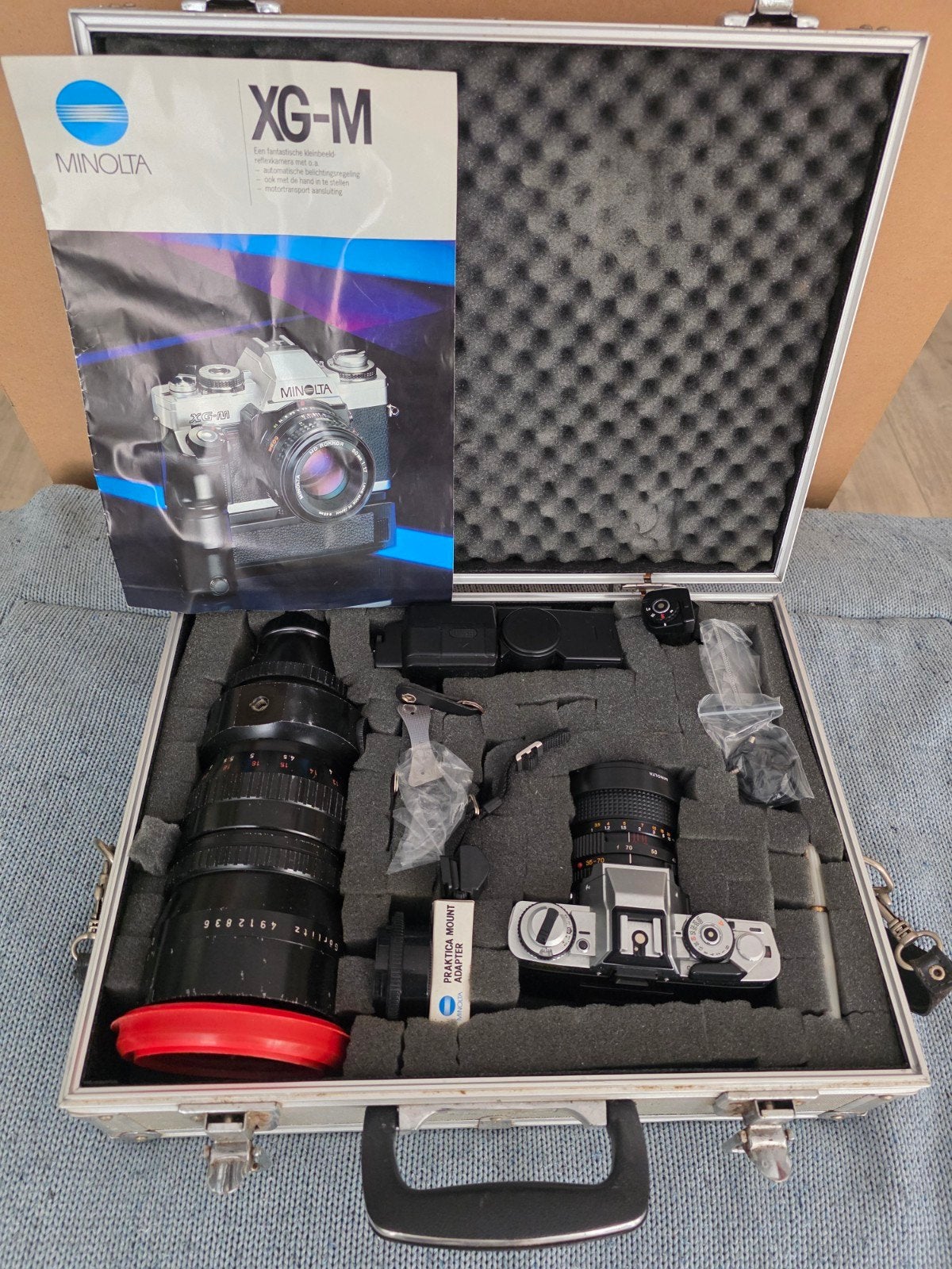 Minolta XG-M Spiegelreflexcamera met accessoires, Audio, Tv en Foto, Fotocamera's Analoog, Ophalen, Gebruikt, Spiegelreflex, Minolta