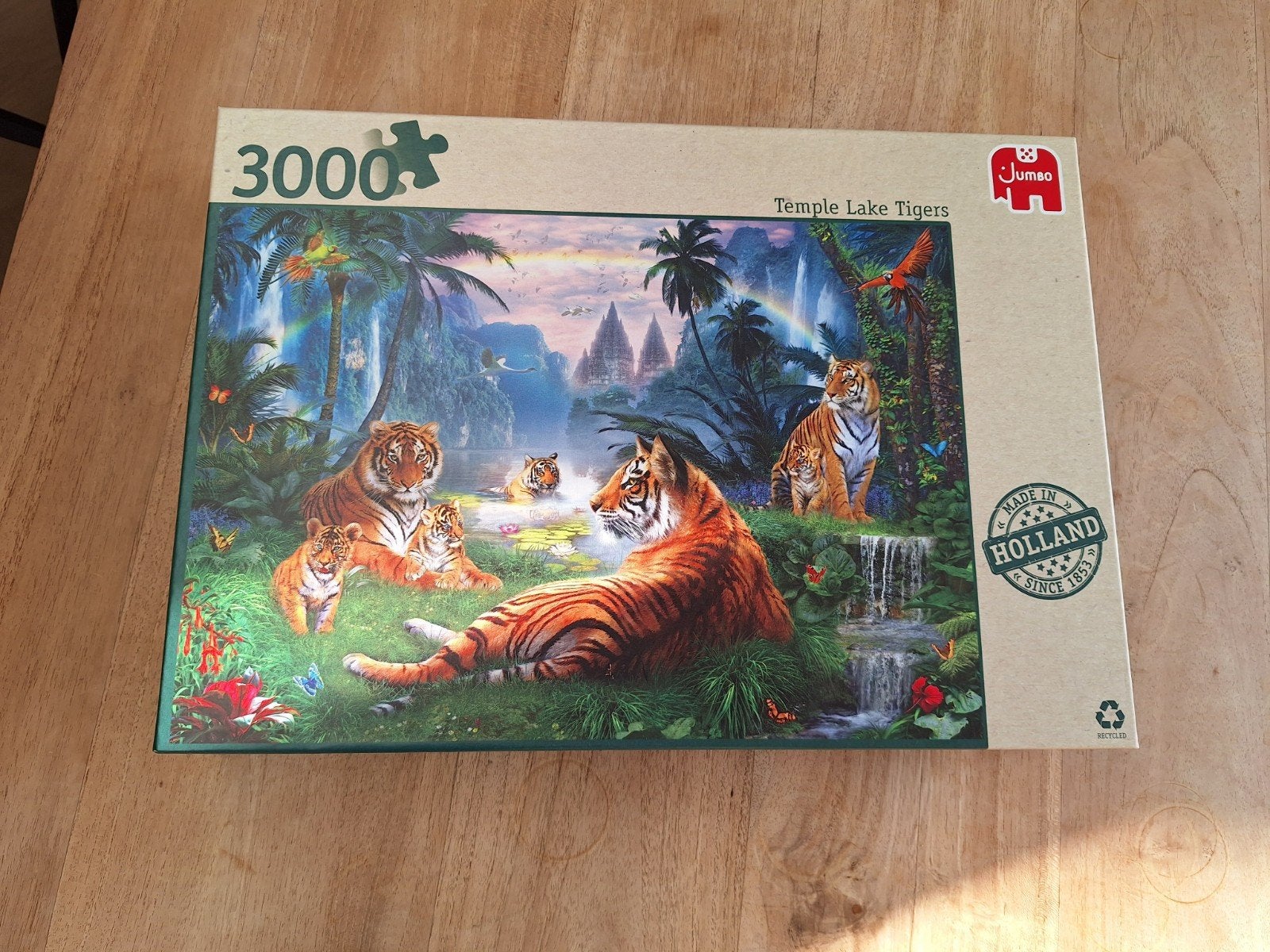 Jumbo Legpuzzel 3000 stukjes - Temple Lake Tigers, Ophalen of Verzenden, Meer dan 1500 stukjes, Zo goed als nieuw, Legpuzzel
