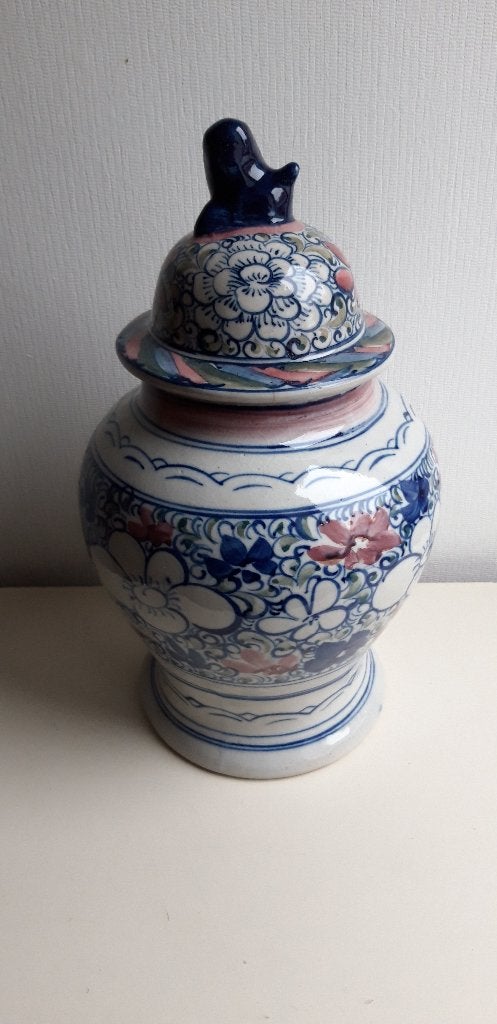 Grote zware vaas met deksel, Ophalen of Verzenden, Zo goed als nieuw, Met deksel, 38 cm