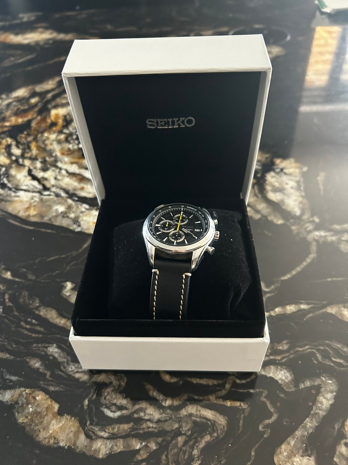 Seiko SSB183P1 Chronograaf Herenhorloge - Kaliber 8T67, Seiko, Leer, Staal, Polshorloge