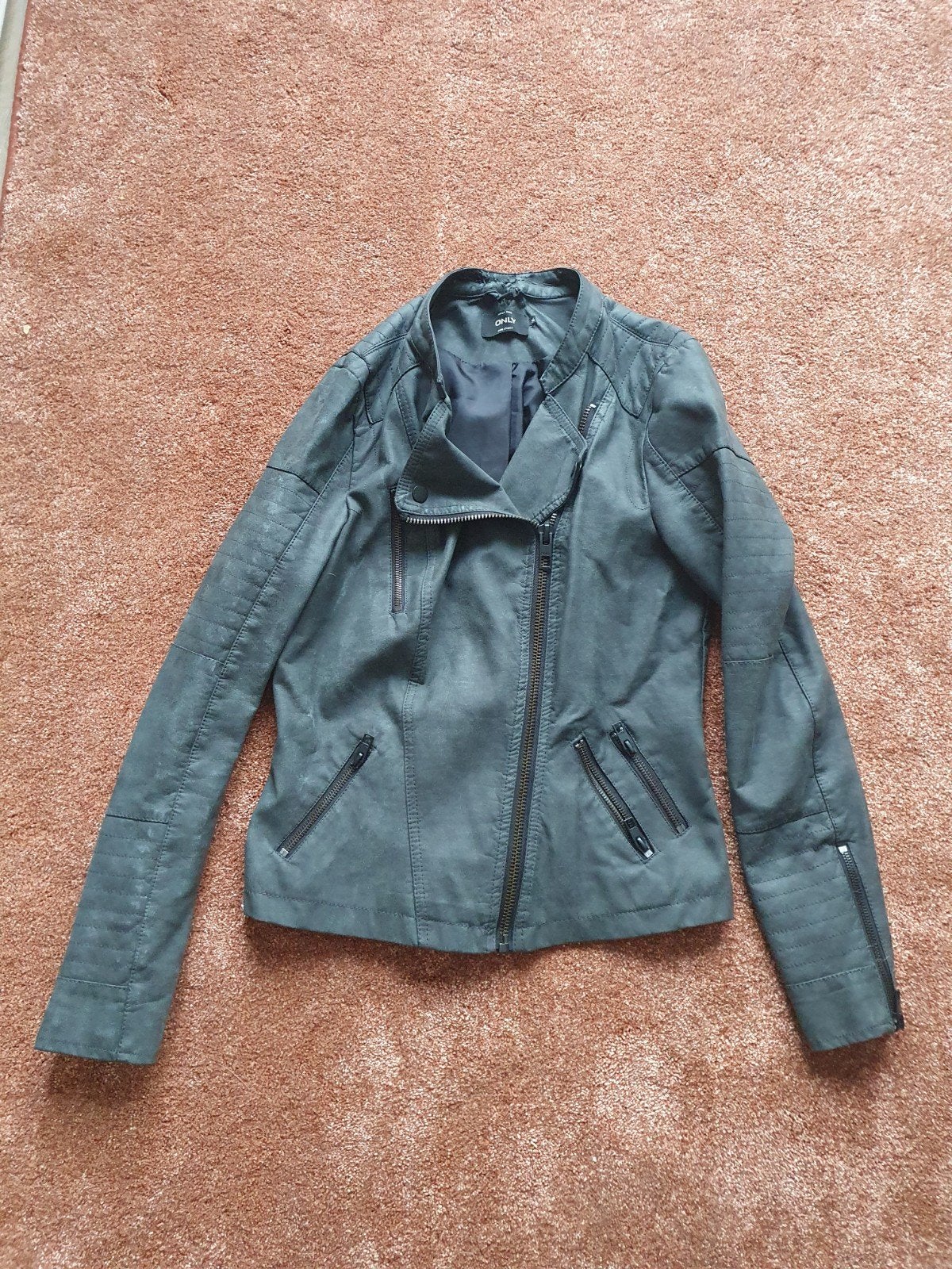 only biker jas maat S, Kleding | Dames, Jassen | Zomer, Gedragen, Maat 36 (S), Grijs, Ophalen of Verzenden