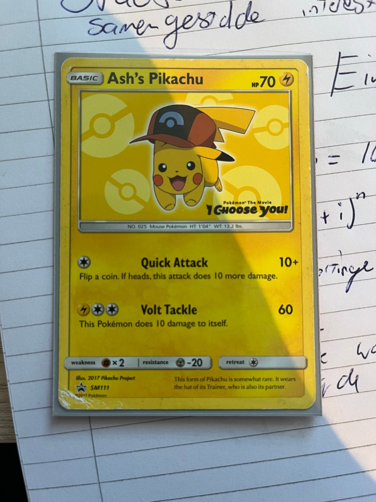 Ash's Pikachu Pokémon Kaart - I Choose You! SM111, Ophalen of Verzenden, Gebruikt, Losse kaart