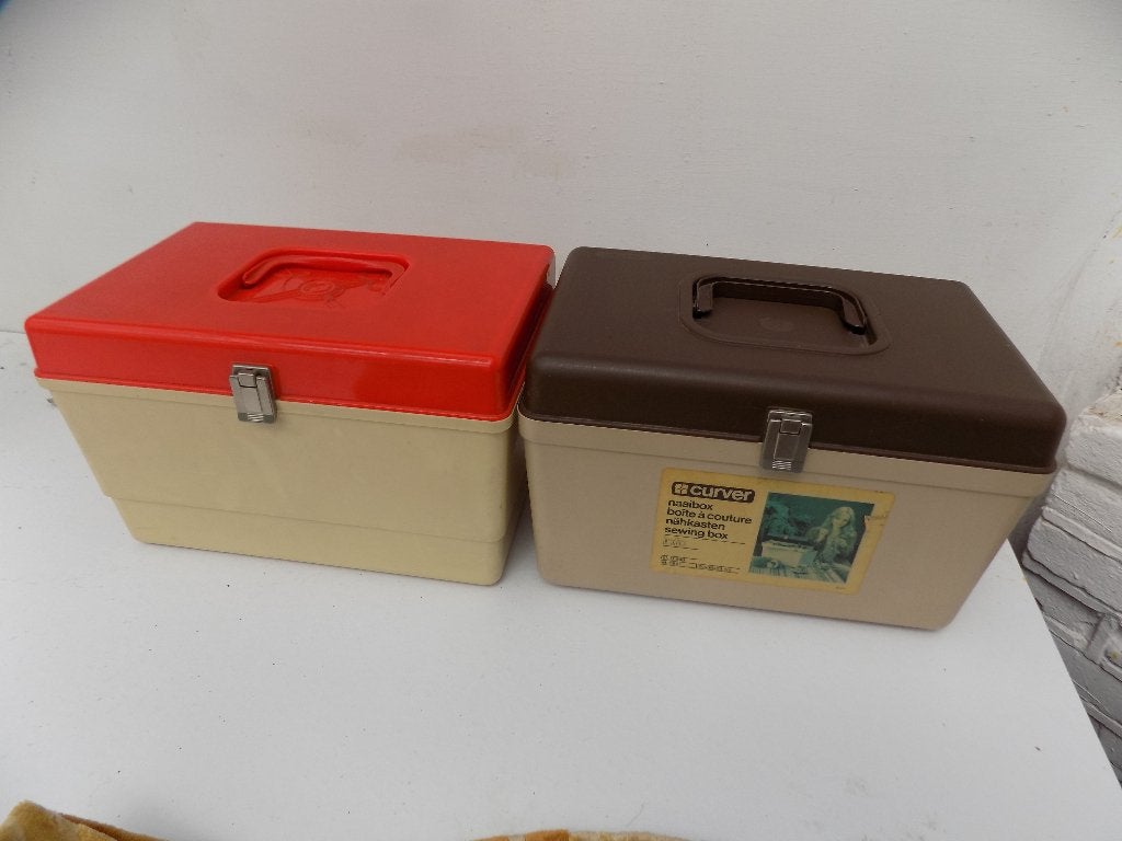 Curver vintage naaibox retro met vakverdeling 1970, Ophalen of Verzenden, Gebruikt