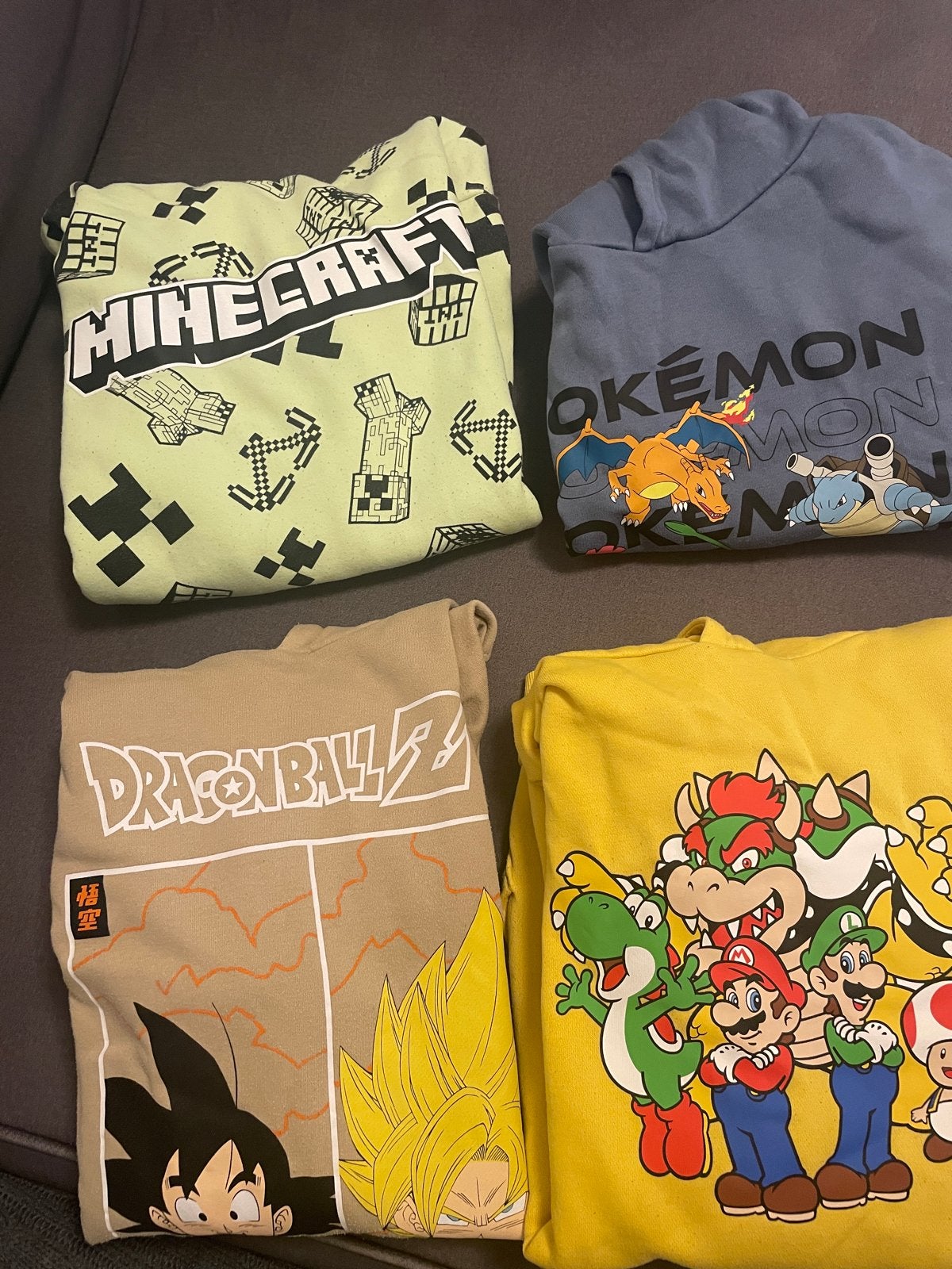 Set van 4 Hoodies: Minecraft, Pokémon, Dragon Ball Z, Super, Kinderen en Baby's, Ophalen, Gebruikt, Jongen of Meisje, Trui of Vest