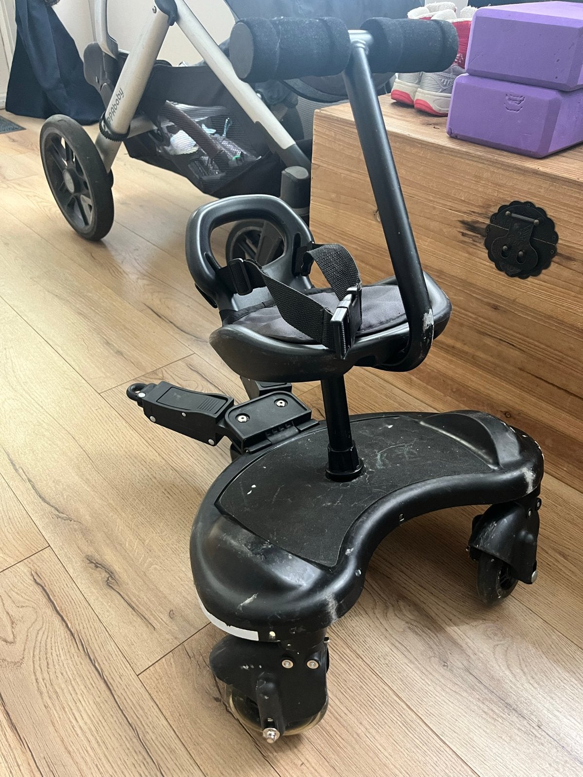 Meerijdplankje met zitje voor kinderwagen, Ophalen of Verzenden, Gebruikt, Kinderwagen, Overige merken