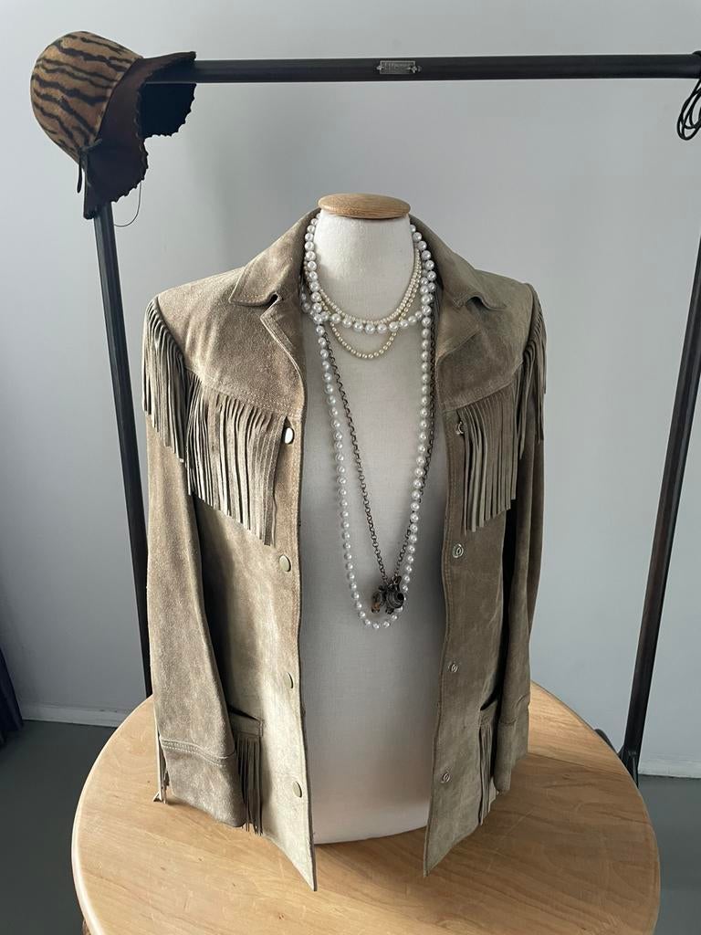 Vintage fringe jacket, jaren 70, suede, cowgirl, boho, Verzenden, Jasje, Maat 36 (S), Gedragen