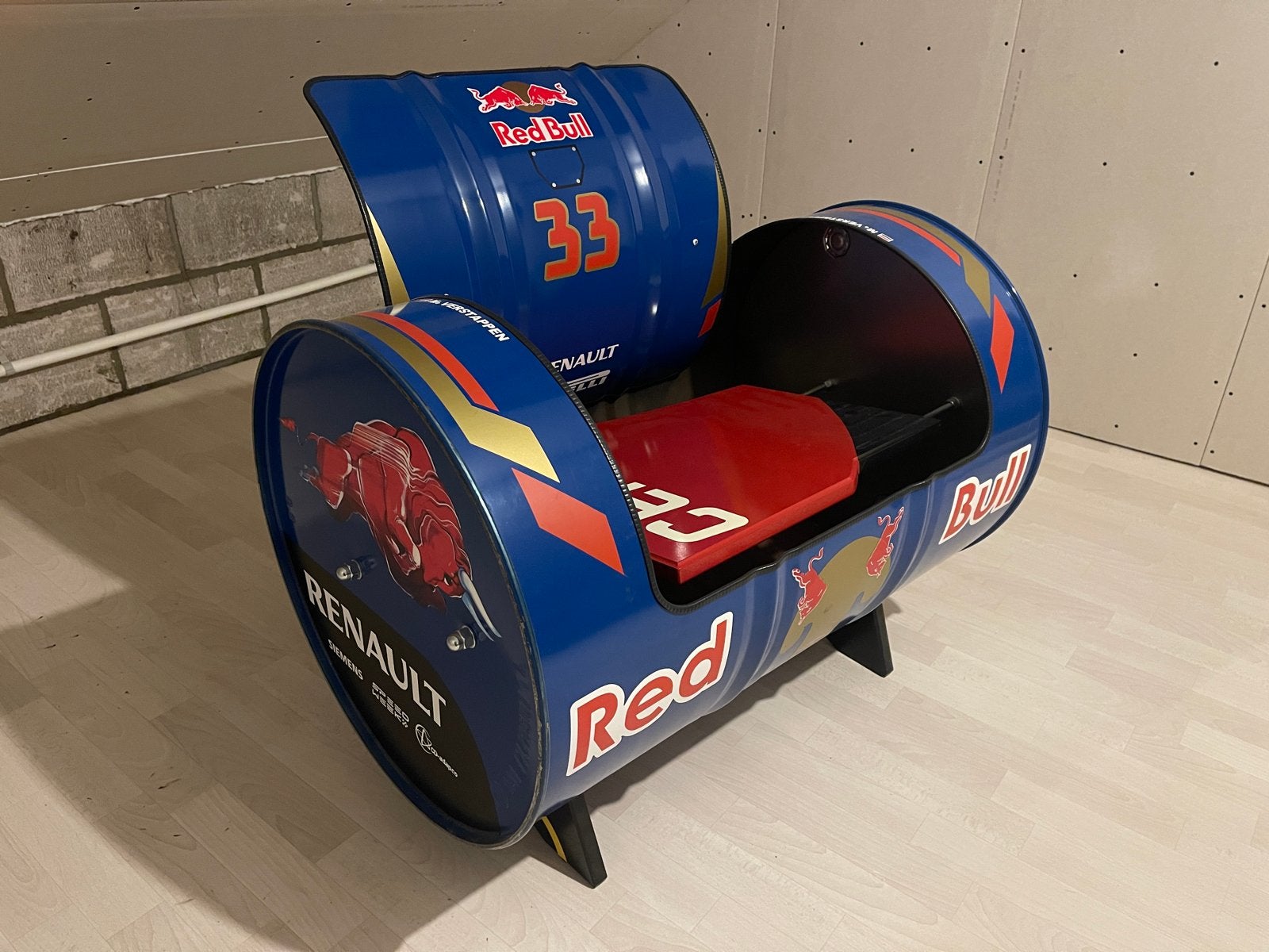 Olievat Stoel Toro Rosso Stijl, Ophalen, Blauw, Zo goed als nieuw, Metaal
