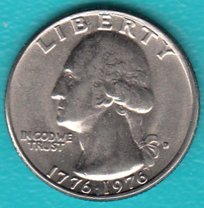 USA Quarter Dollar 1976 D Washington, KM# 204 in munthouder, Ophalen of Verzenden, Noord-Amerika, Losse munt