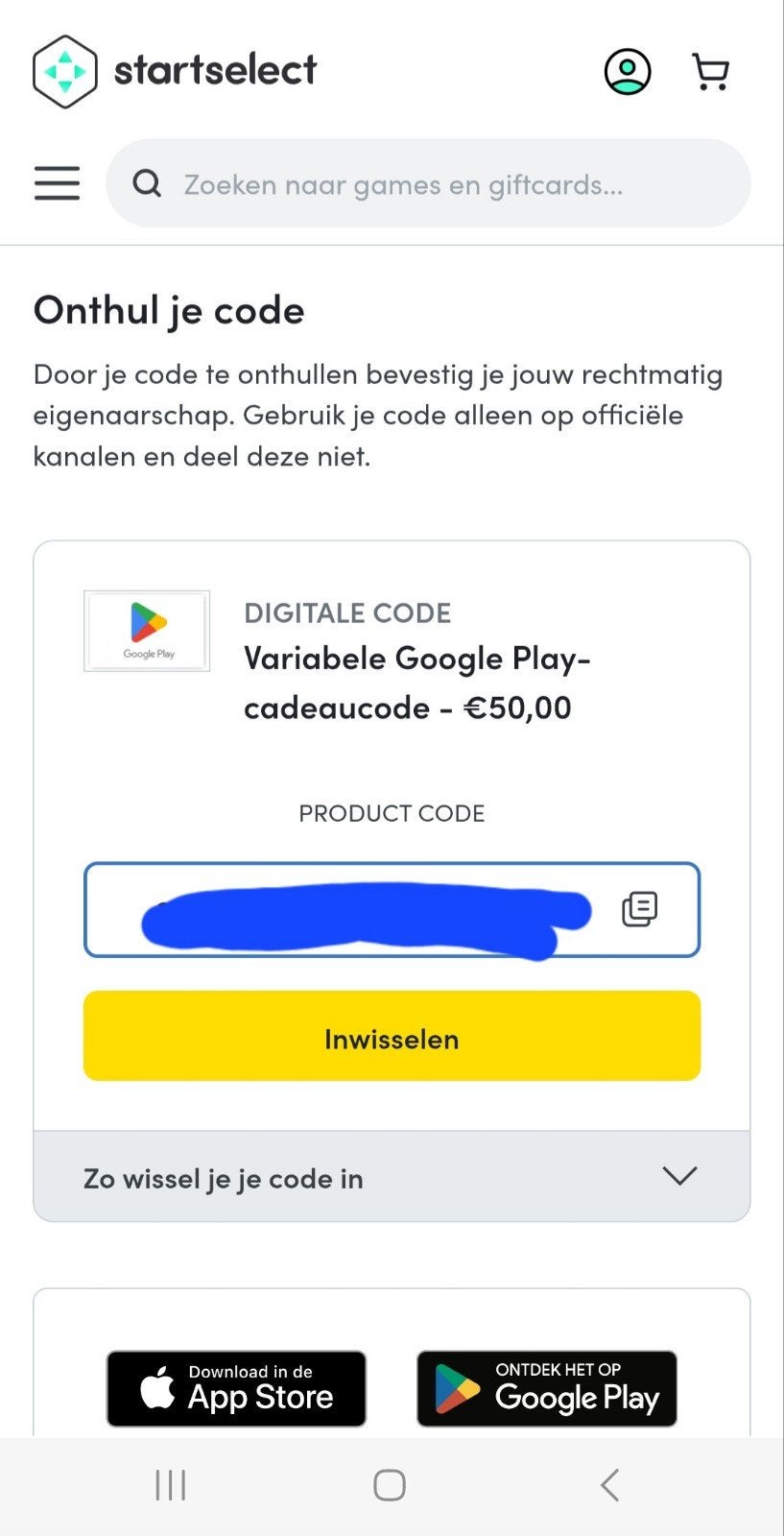 tegoed bon google play, Eén persoon, Cadeaubon, VVV-bon