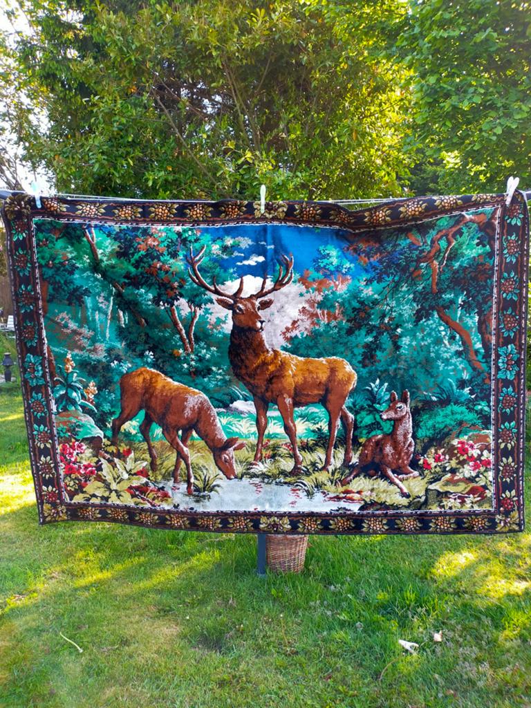 Vintage Wandkleed XXL met Hertenprint - Bos Tafereel, Ophalen of Verzenden