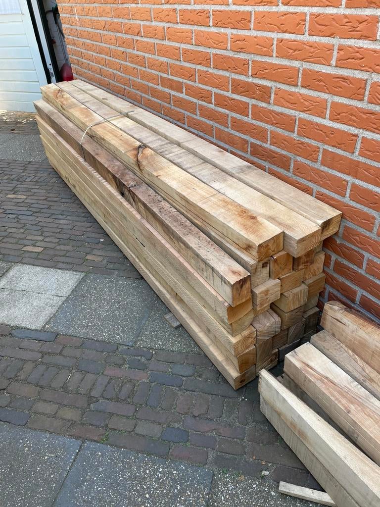 30 + 12 Europees larix tuin palen 9x6x240, Ophalen, Palen, Zo goed als nieuw, Hardhout