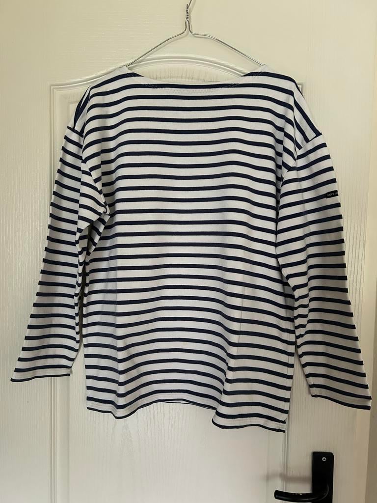 Saint James Bretonse streep shirt blauw/off white maat L, Blauw, Maat 42/44 (L), Zo goed als nieuw, Lange mouw