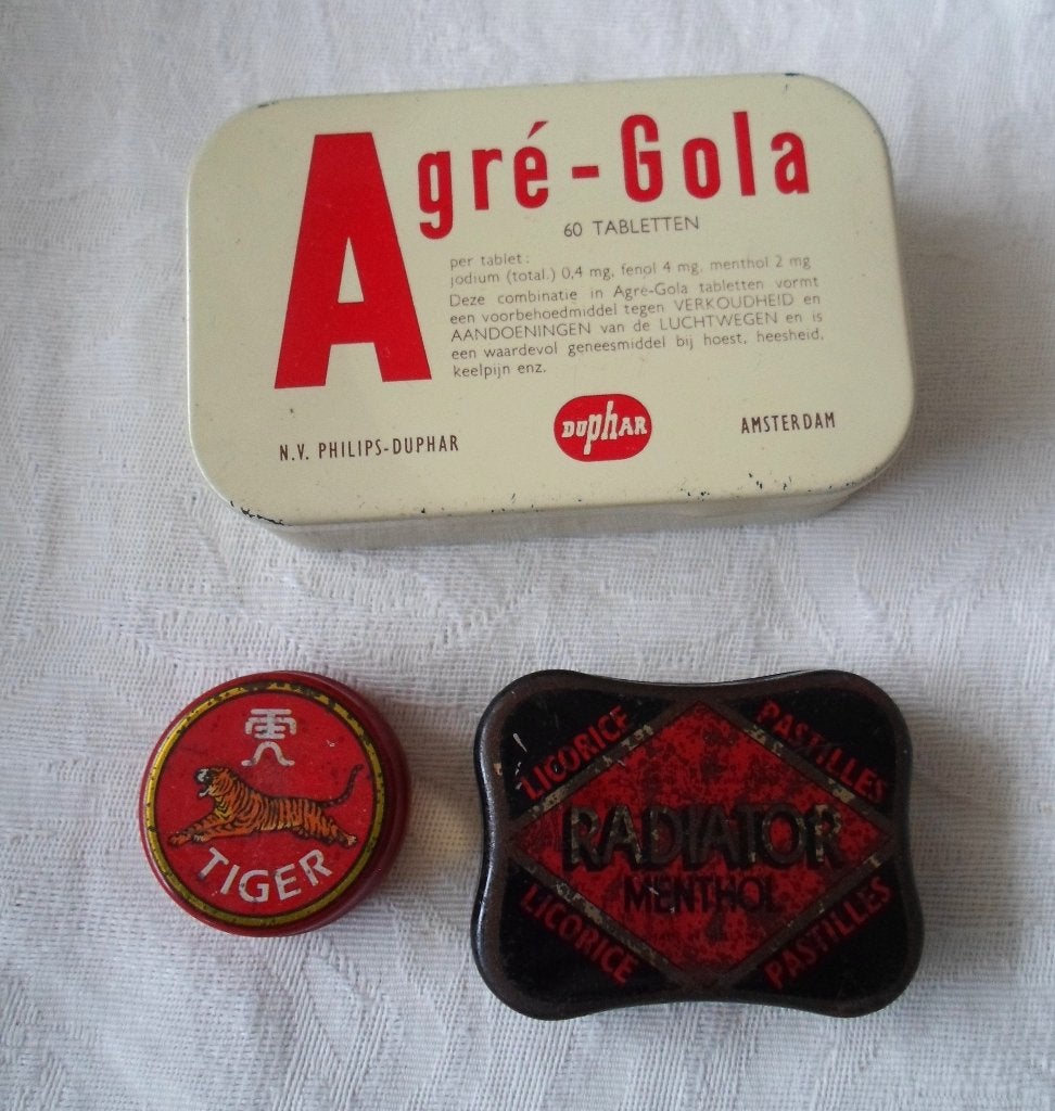 Blikjes. Agré - Gola. Radiatot Menthol. Tiger balsem., Verzamelen, Ophalen of Verzenden, Gebruikt, Overige