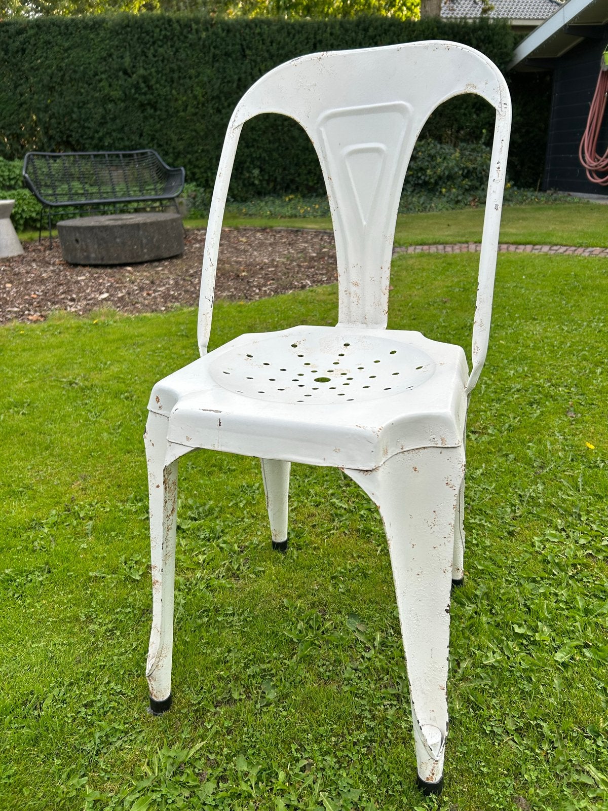 Metalen witte eetkamerstoel - Industriële stijl, Ophalen, Gebruikt, Wit, Metaal