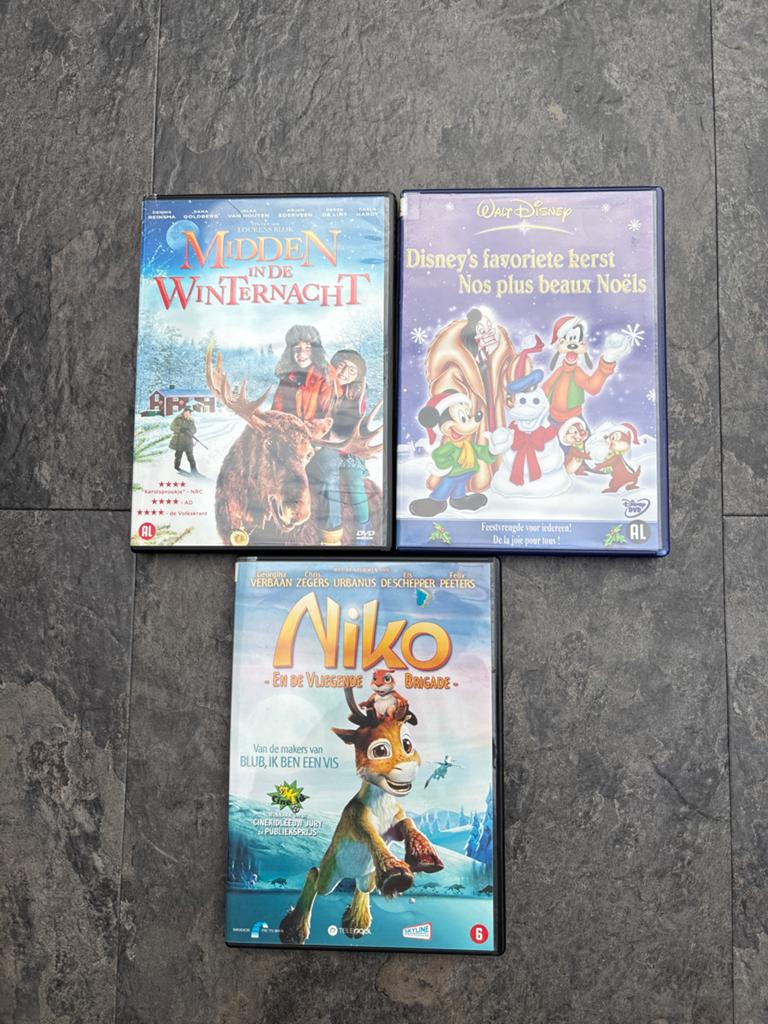 3x Kerstfilms DVD: Disney, Midden in de Winternacht, Niko, Cd's en Dvd's, Dvd's | Kinderen en Jeugd, Gebruikt, Alle leeftijden