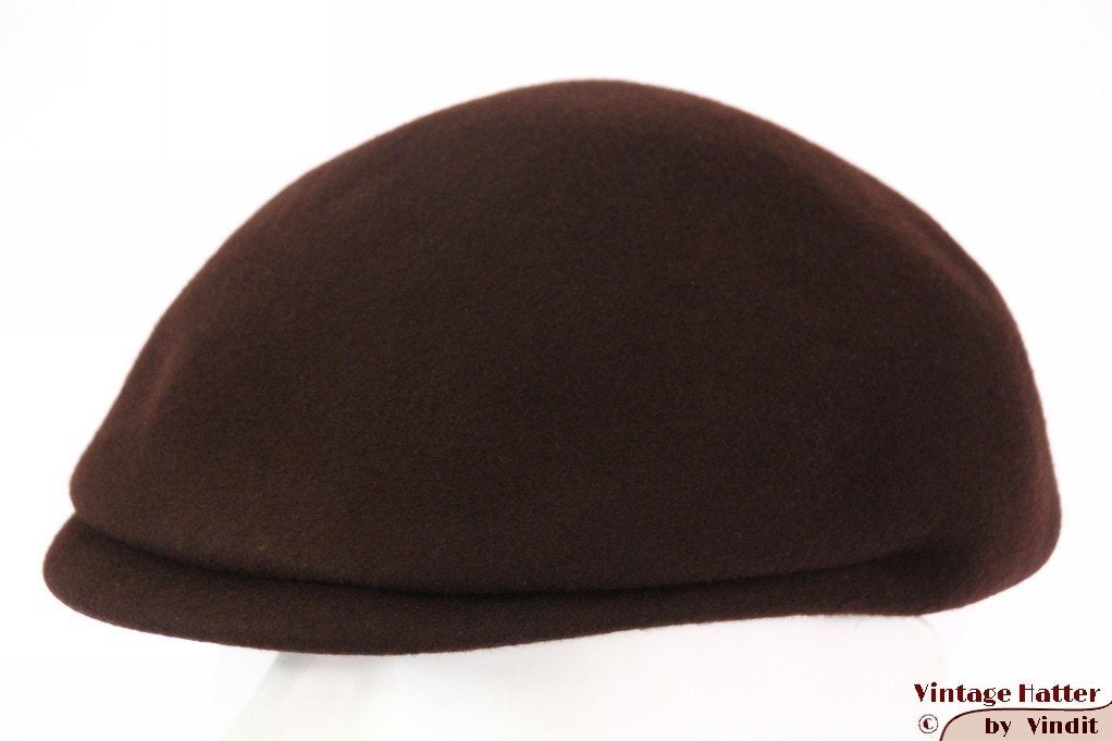 Vintage flatcap Voorgevormde pet bruin vilt 55 = S tot XS, Ophalen of Verzenden, Gedragen, 55 cm (S, 6⅞ inch) of minder, Pet