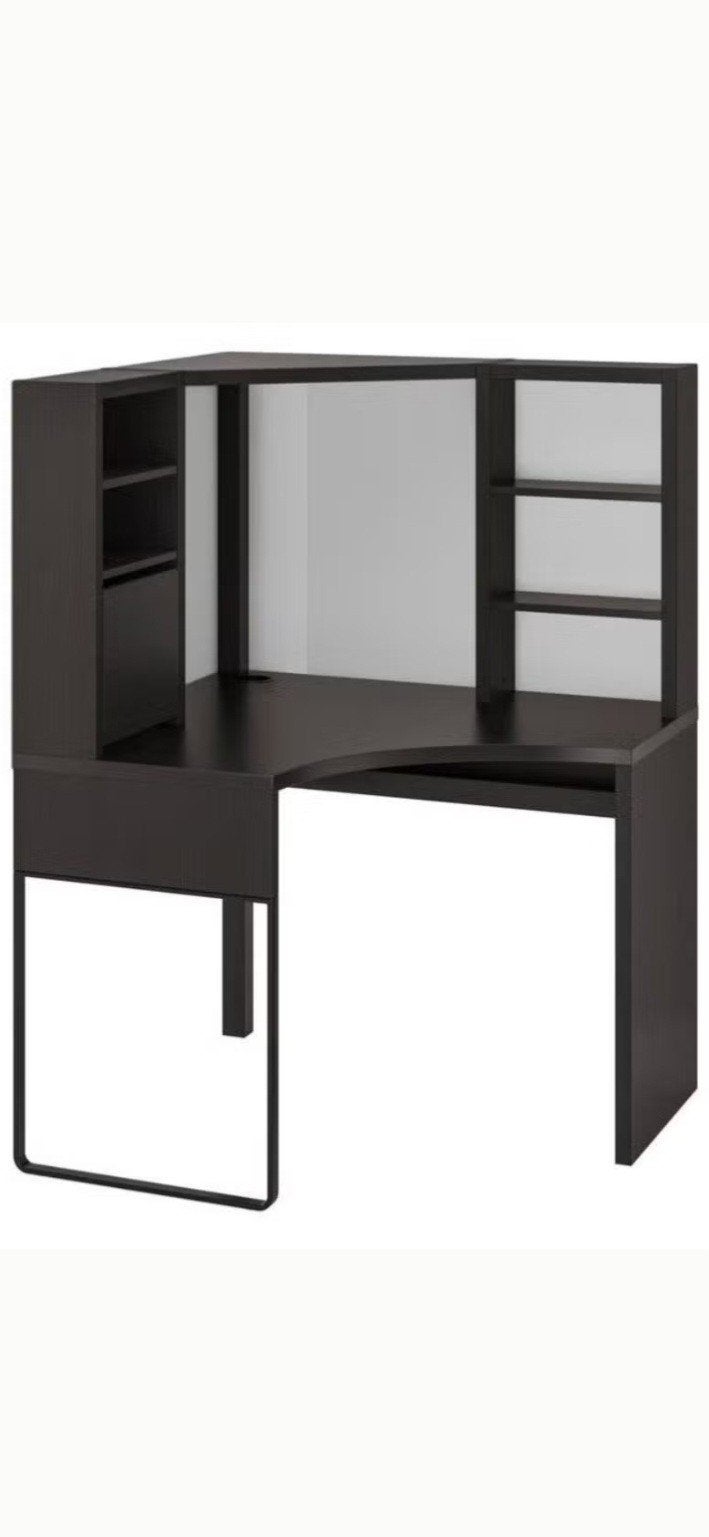 IKEA Micke Hoekbureau - Zwart met Opbergruimte, Huis en Inrichting, Bureaus, Gebruikt, Hoekbureau, Ophalen of Verzenden, IKEA