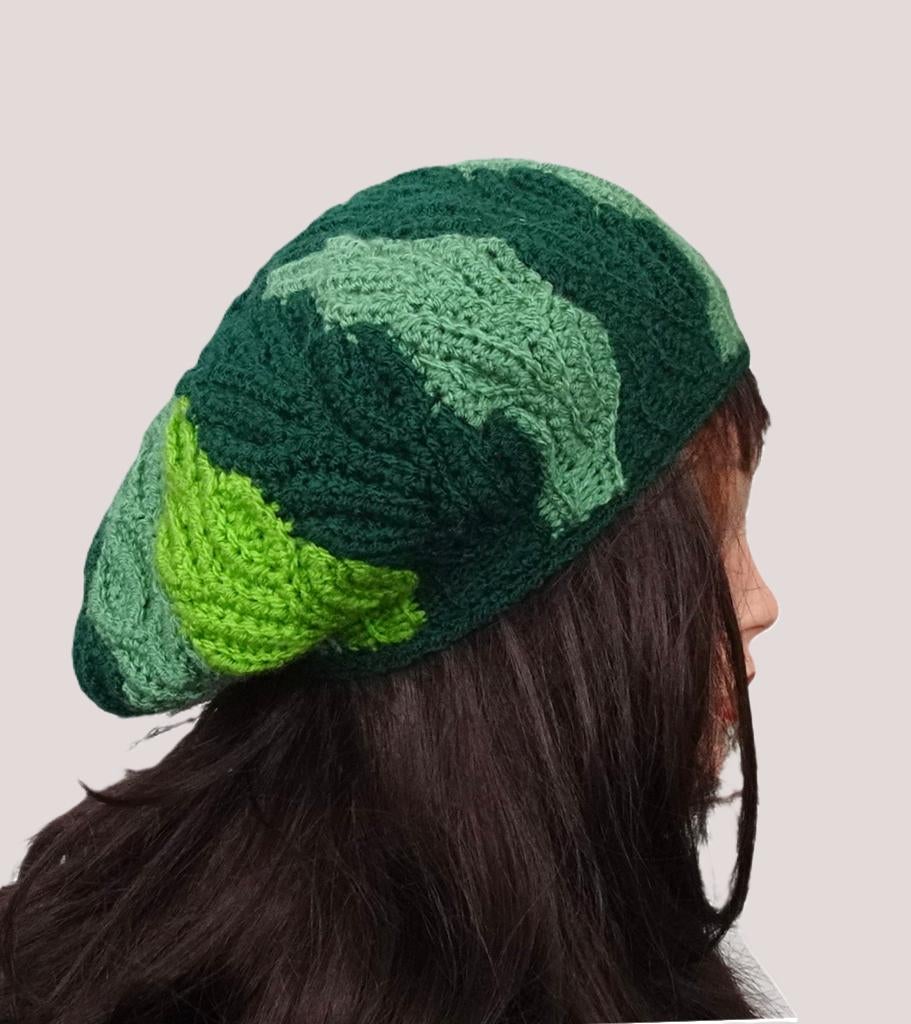 baret groentinten, Kleding | Dames, Mutsen, Sjaals en Handschoenen, Maat 38/40 (M), Verzenden, Nieuw, Handgemaakt