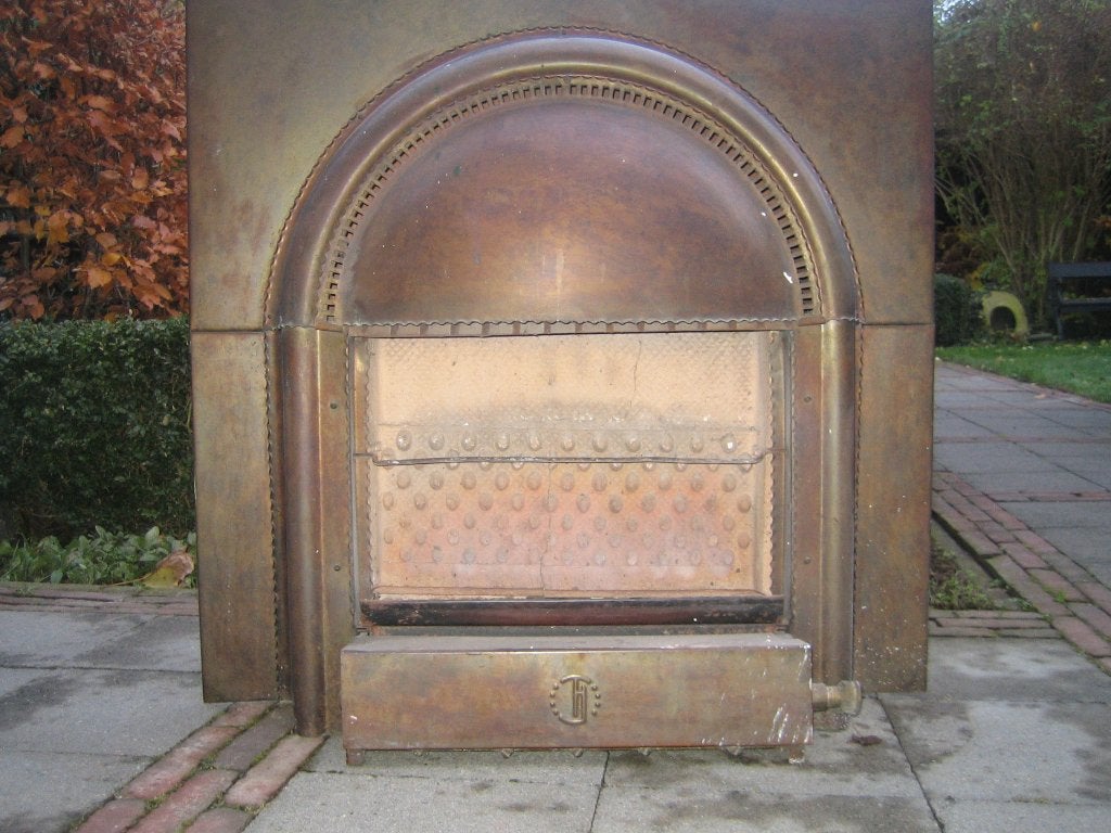 Vintage Rood-Koperen Gaskachel Art-Deco Th. C. van der Kleij, Huis en Inrichting, Kachels, Ophalen, Gebruikt, Gas, Gaskachel
