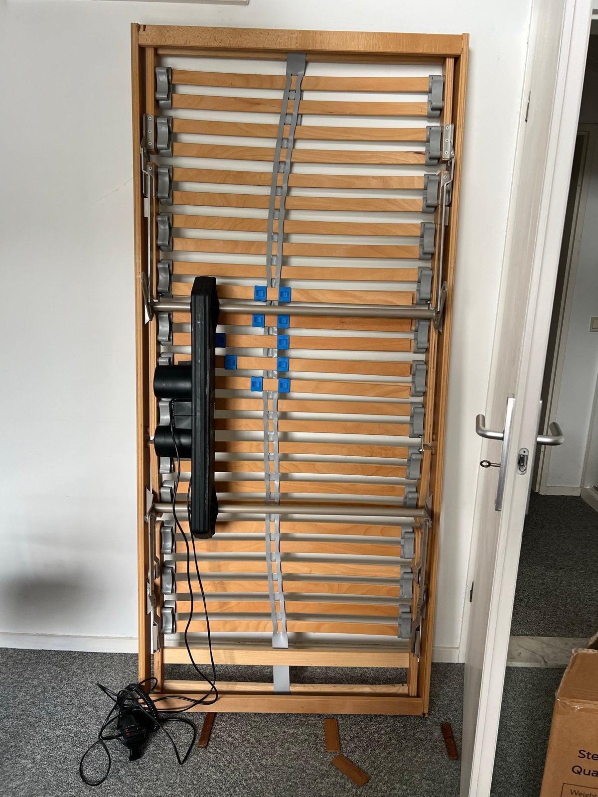 Elektrische lattenbodem 90x200, Ophalen, 90 cm, 200 cm, Hout