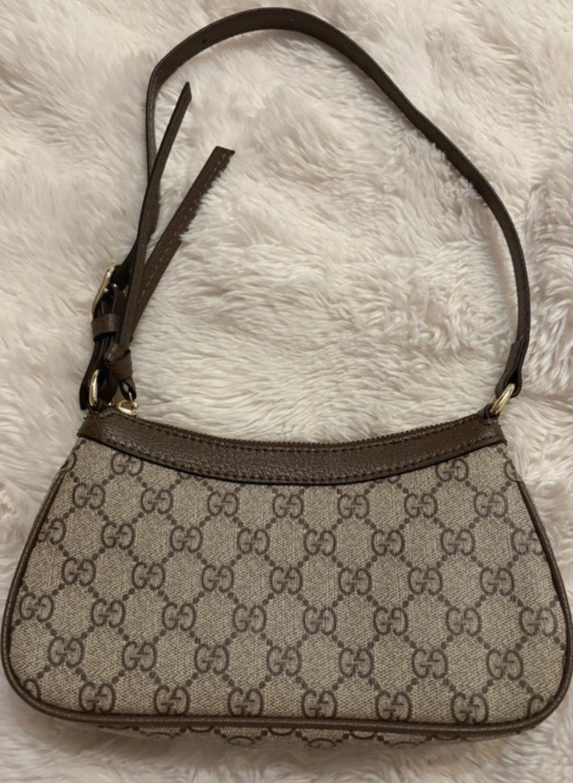 Gucci GG Supreme Ophidia Mini Schoudertasje, Verzenden, Zo goed als nieuw, Bruin, Schoudertasje