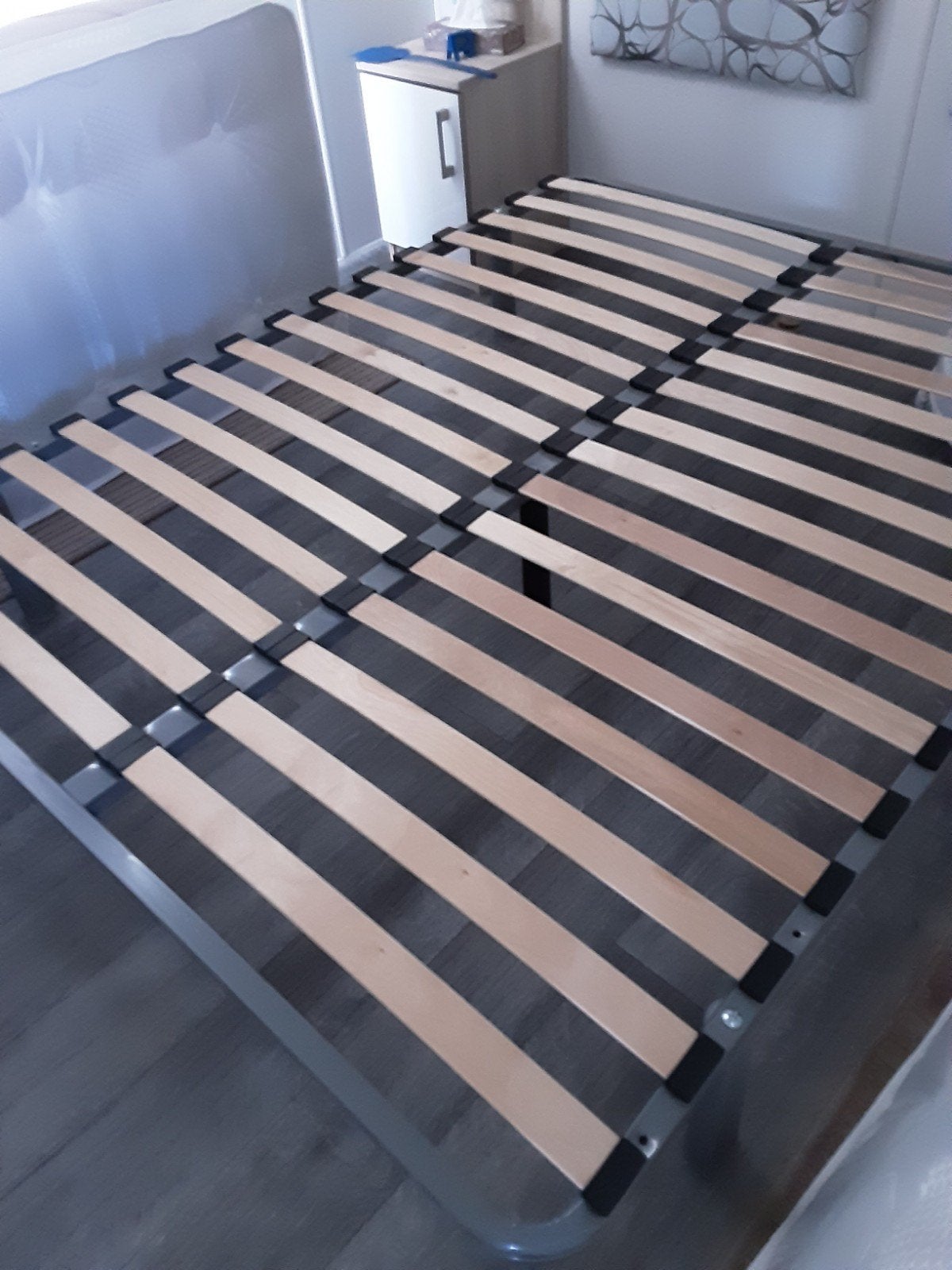 gratis Nieuwe tweepersoons lattenbodem op poten - 195x150 cm, Ophalen, Overige maten, Overige maten, Nieuw