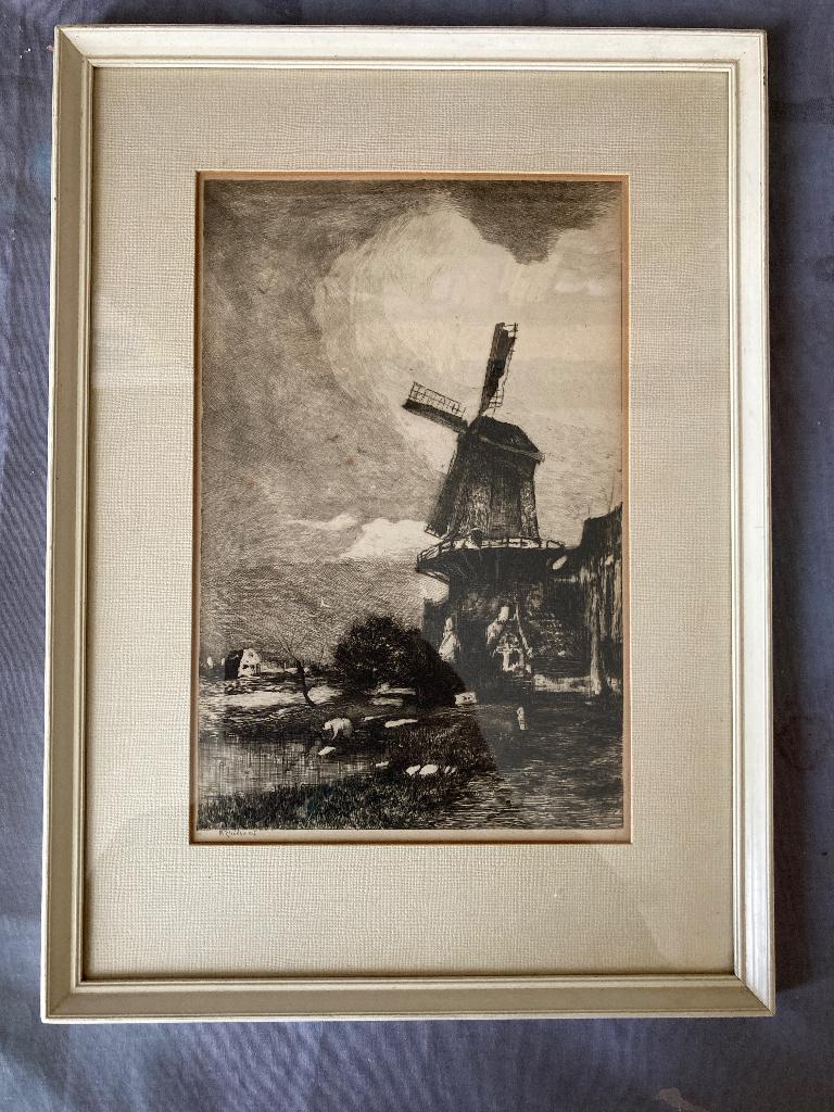 Ets Molen bij Wijk bij Duurstede, Ph. Zilcken, Antiek en Kunst, Ophalen