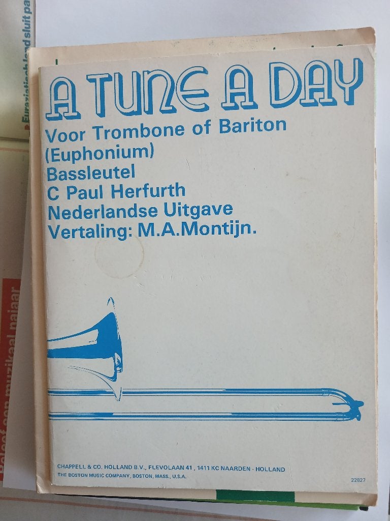 A Tune A Day voor Trombone of Bariton (Euphonium), Gebruikt, Verzenden, Overige genres, Les of Cursus