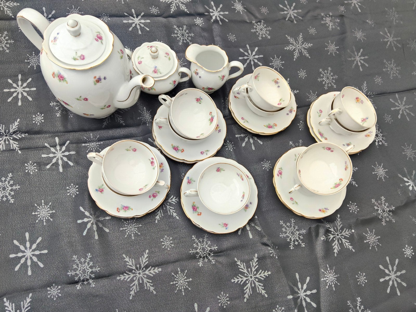 Vintage Bareuther Bavaria Theeservies met Bloemmotief, Antiek en Kunst, Ophalen