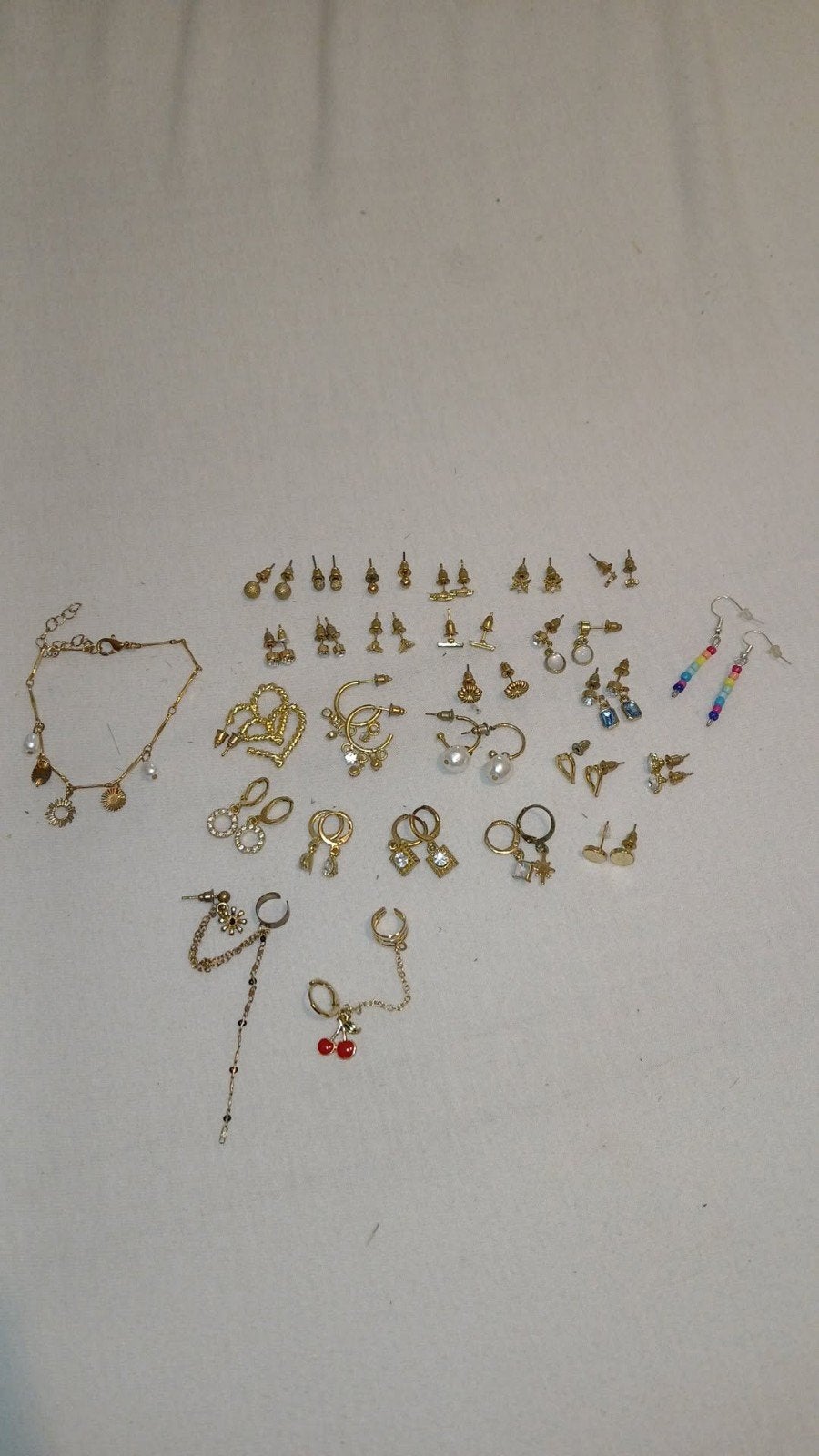set aan gouden sierraden, oorbellen en armbandjes, Ophalen, Overige typen, Zo goed als nieuw, Goud