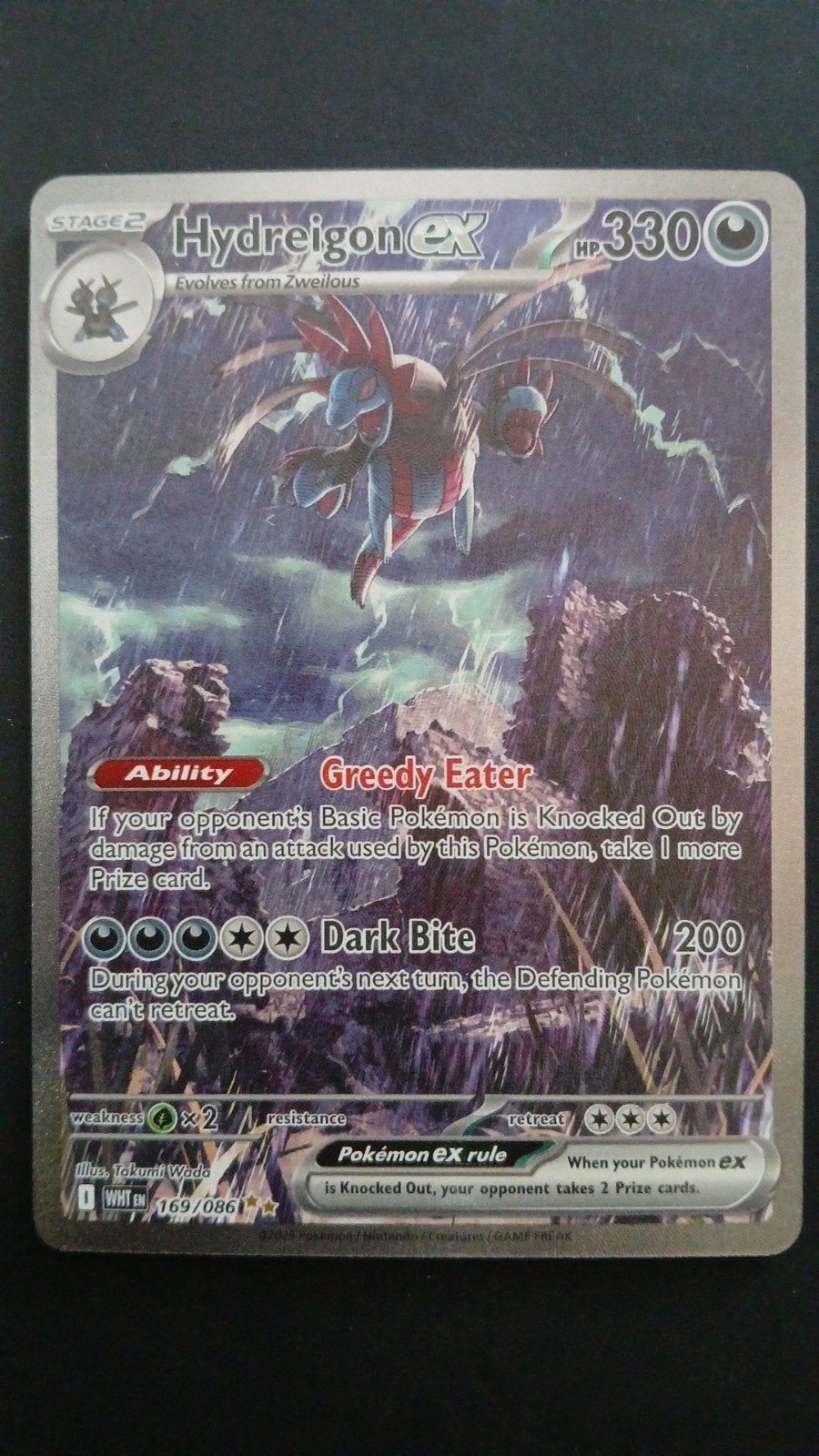 Hydreigon ex 169/086 Pokemon kaart - White flare, Ophalen of Verzenden, Zo goed als nieuw, Losse kaart