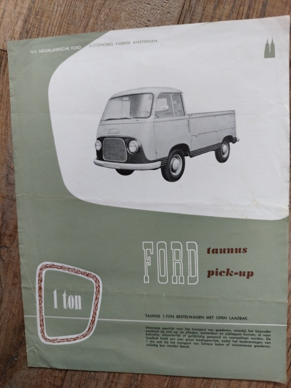 Ford Taunus 1 Ton Pick-up folder uit 1956, Gelezen, Ford, Ophalen of Verzenden, Ford