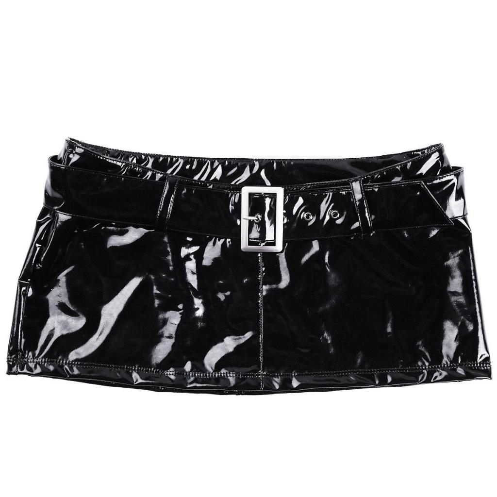 Dames wetlook mini rokje leren lak zwart, Maat 38/40 (M), Verzenden, Zwart, Nieuw