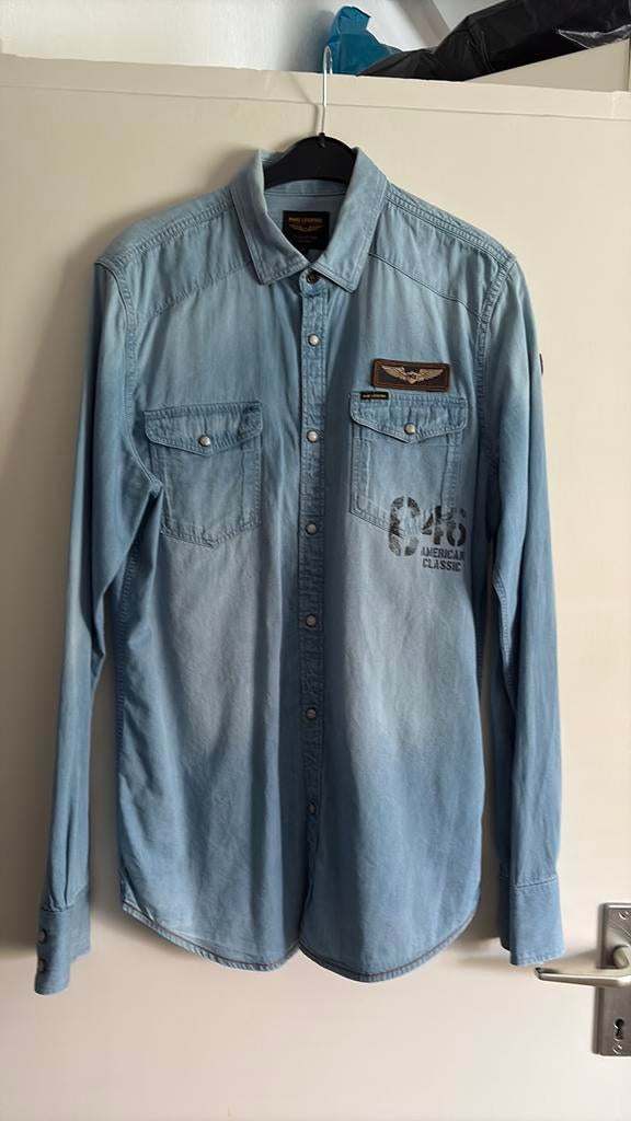 PME DENIM OVERHEMD MAAT M. BLAUW, Ophalen of Verzenden, Zo goed als nieuw, Blauw, Halswijdte 41/42 (L)