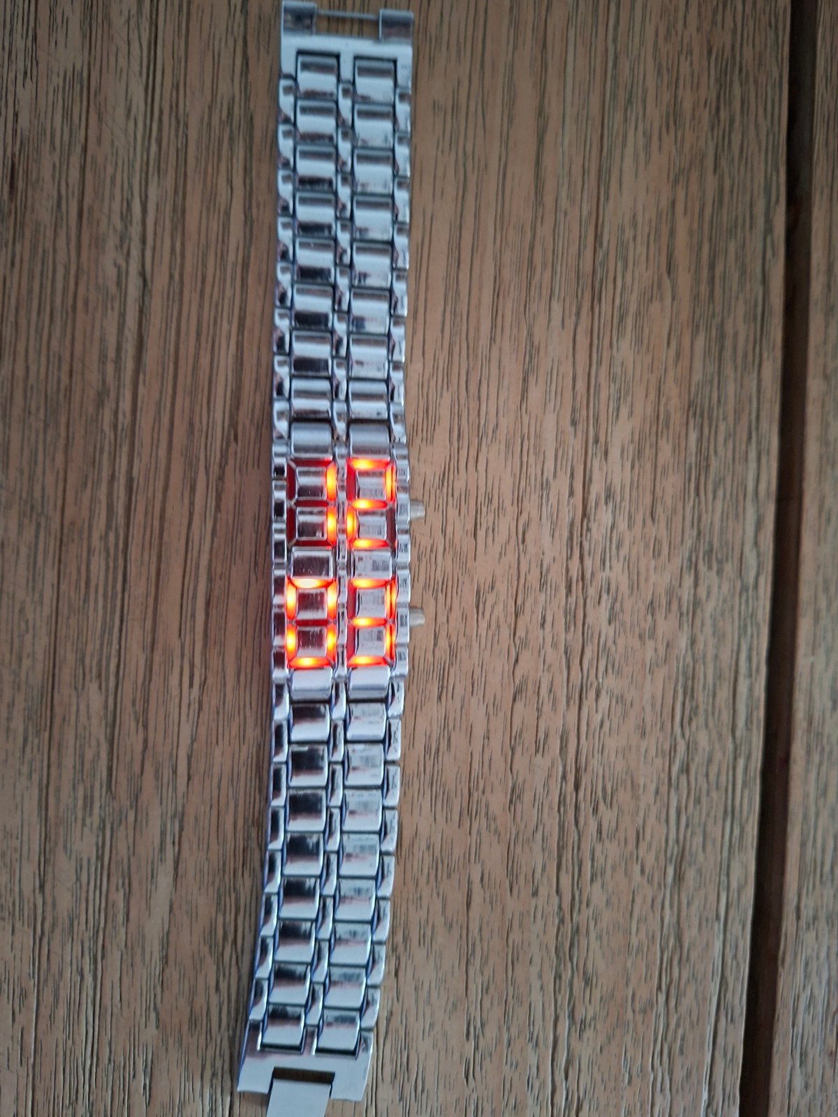 Stalen LED horloge - Binair tijdweergave, Overige merken, Staal, Gebruikt, Staal
