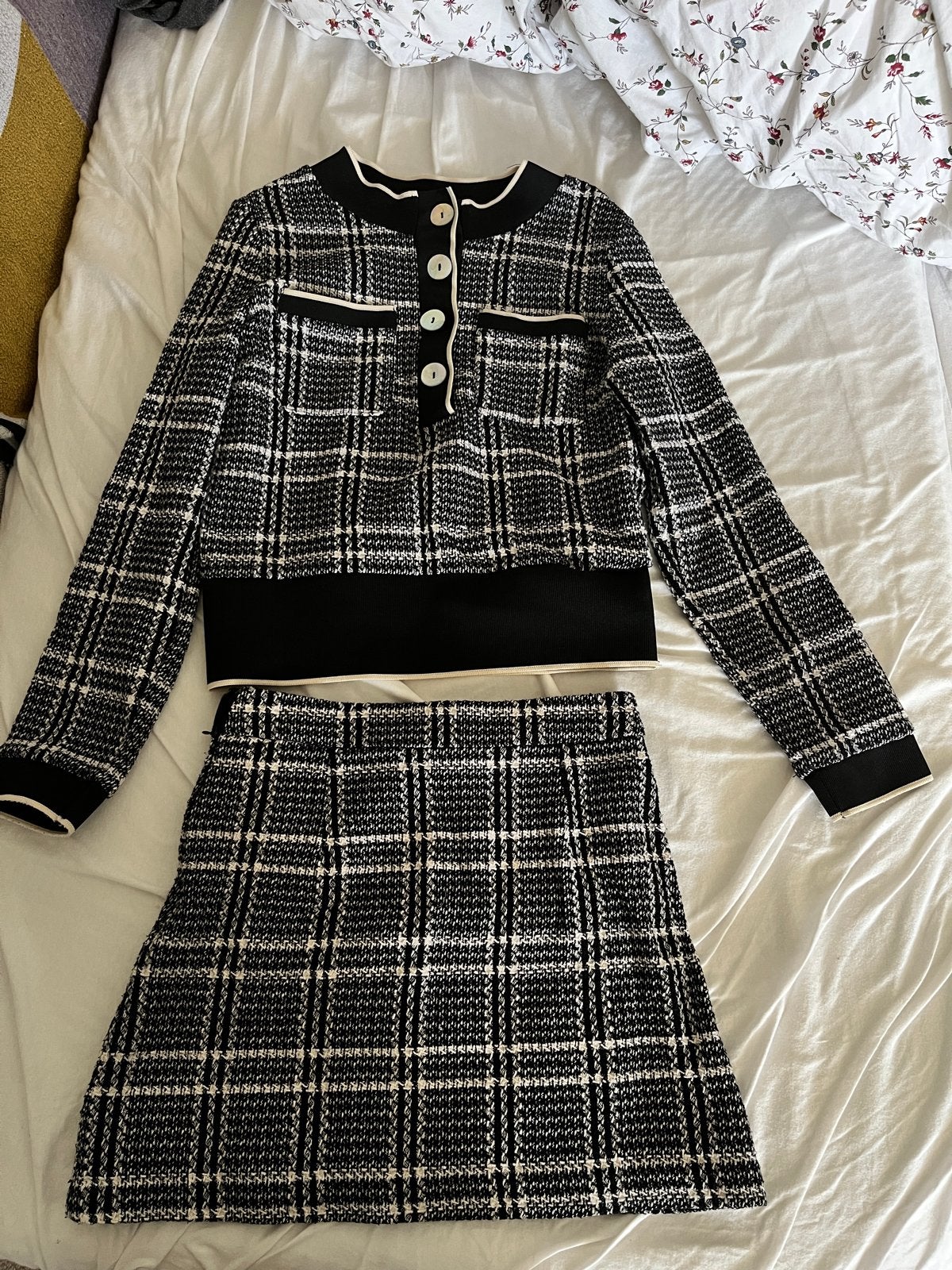 Zara Tweed Set: trui en Rok - Maat S, Zwart, Ophalen of Verzenden, Zo goed als nieuw, Maat 36 (S)