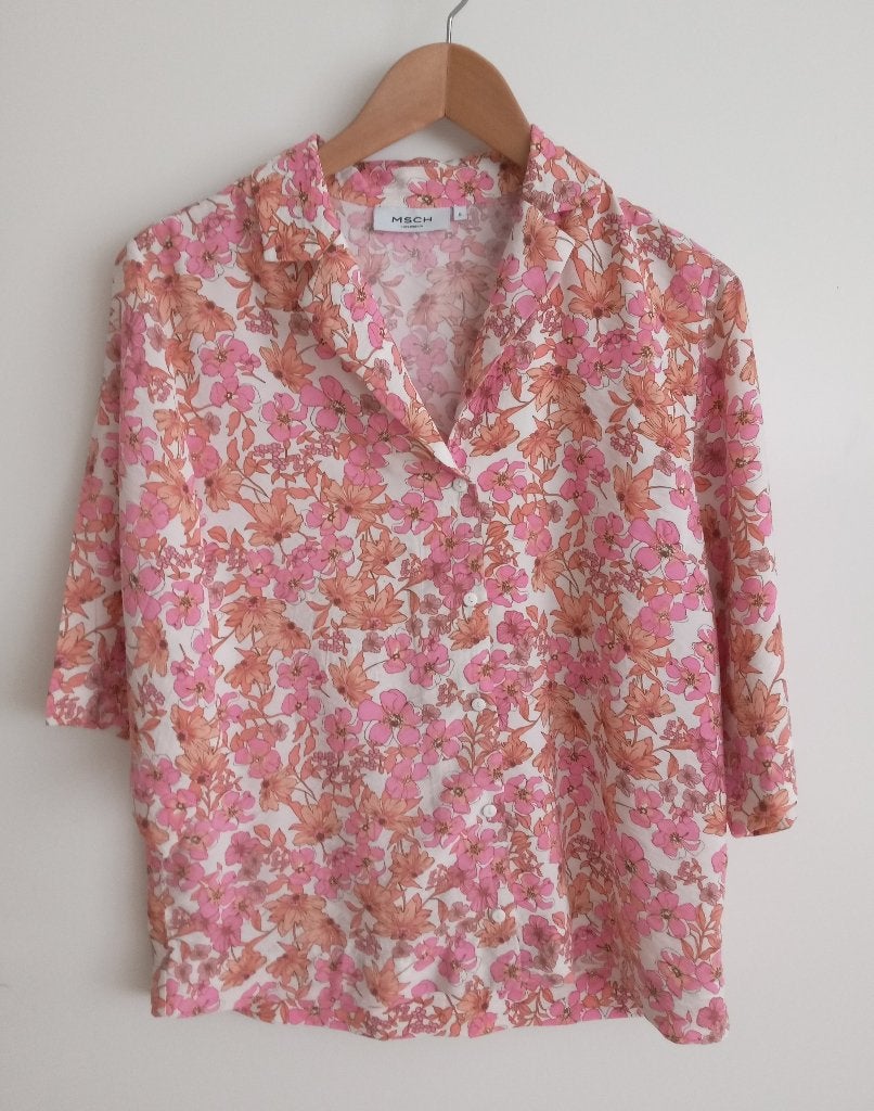 Msch Copenhagen roze en oranje bloemen blouse, maat S, Kleding | Dames, Blouses en Tunieken, Oosterveldweg 15, 7274 DZ, Msch Copenhagen