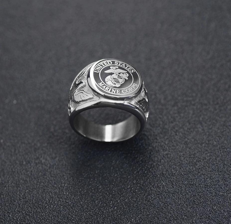 United States Marine Ring / Oorlog Amerika Sieraad USA, 19 tot 20, Heer, Nieuw, Zilver