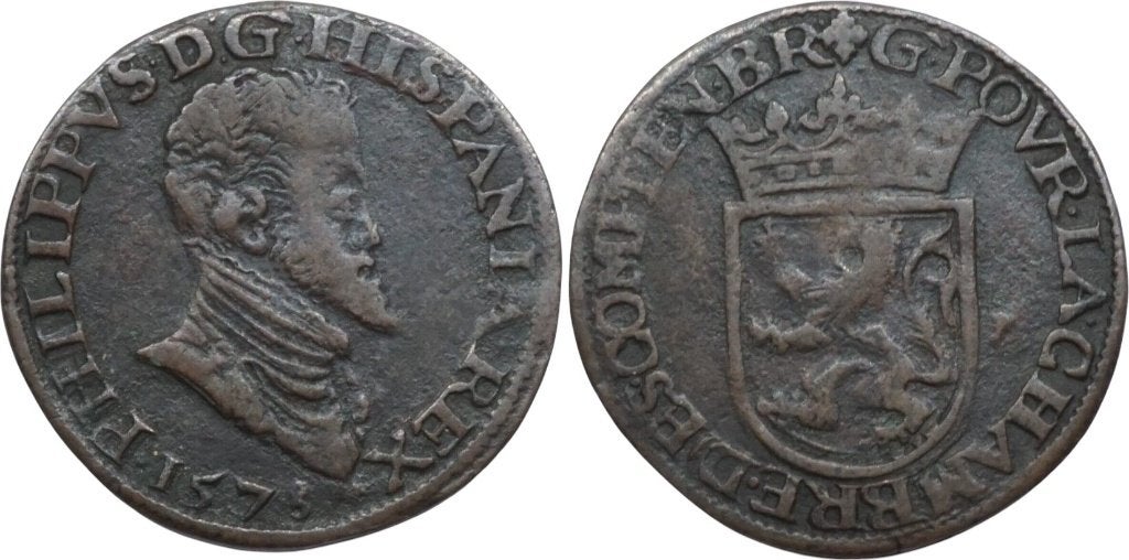 Vlaanderen, Filips II, jeton koper, Brugge, 1578, Verzenden, Overige landen, Losse munt