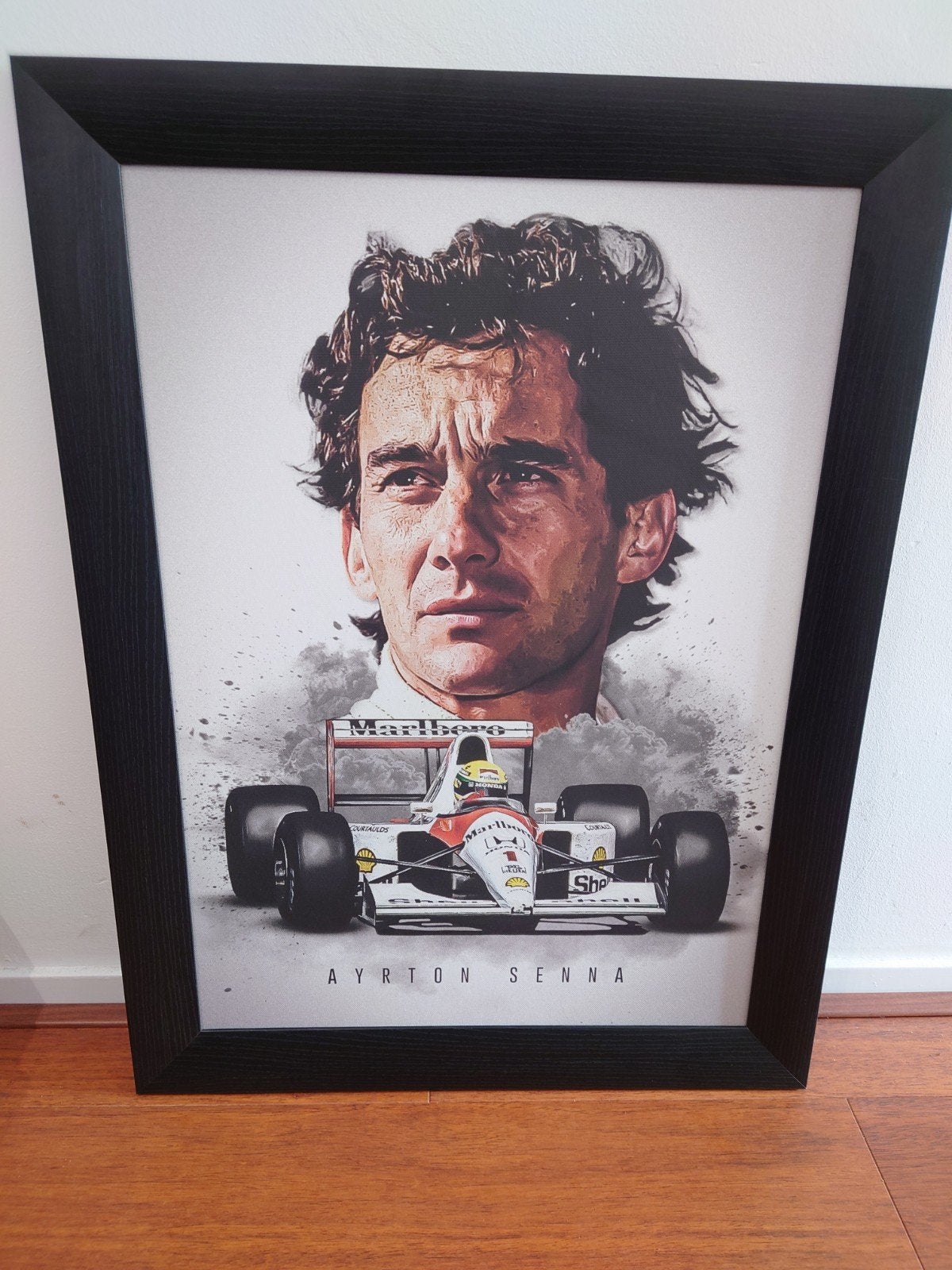 Ayrton Senna F1 Schilderij Gedrukt - Ingelijst, Ophalen