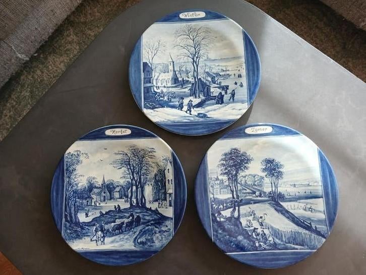 Delfts Blauw wandborden - De Vier Jaargetijden, Antiek en Kunst, Ophalen of Verzenden