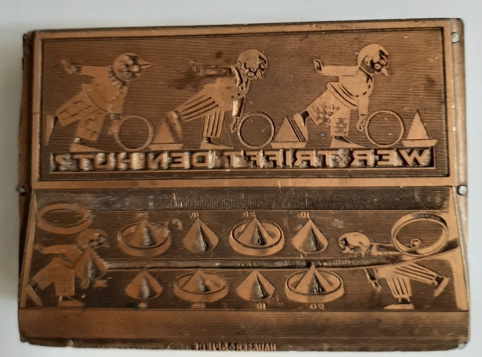 Hausser vintage koperen reclamestempels verzamelobject, Antiek en Kunst, Verzenden