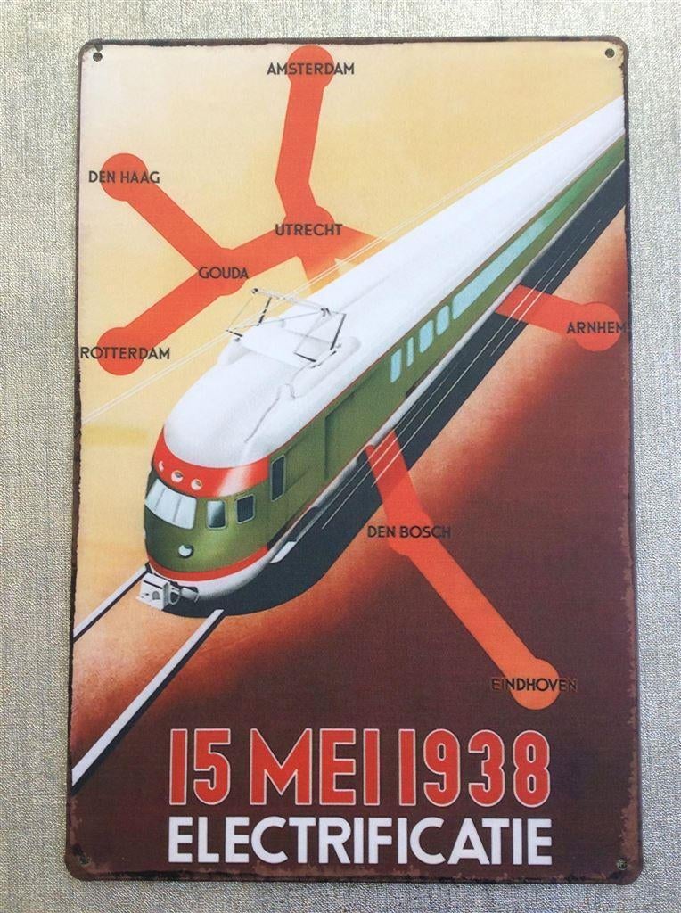 SPOORWEGEN NS Electrificatie Trein Metalen Reclamebord, Ophalen of Verzenden, Nieuw, Trein, Overige typen