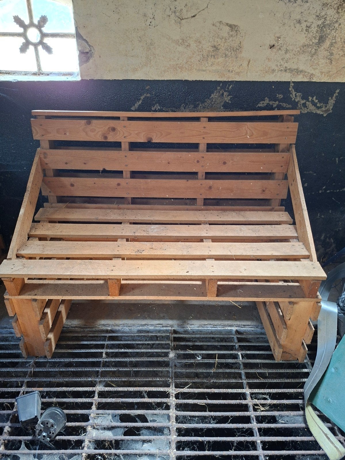 Zelfgemaakte Pallet Bank en Tafel Set, Ophalen, Gebruikt, 150 tot 200 cm, Tweepersoons