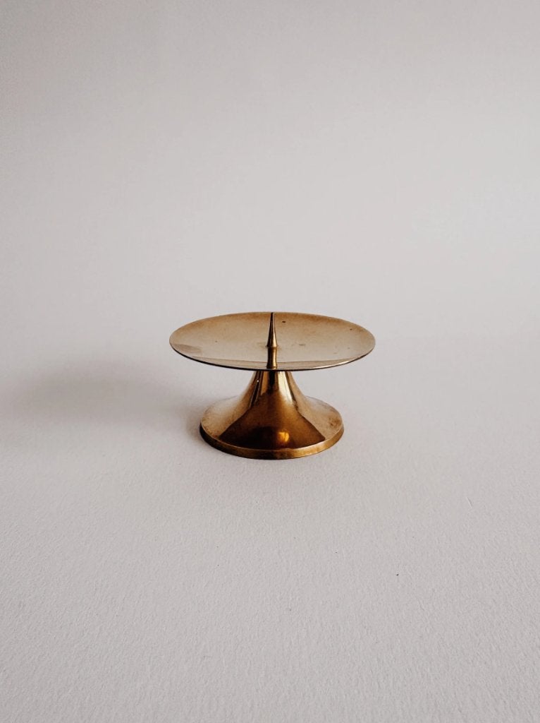 VINTAGE MESSING KAARSENHOUDER | 4 CM, Ophalen of Verzenden, Koper of Brons