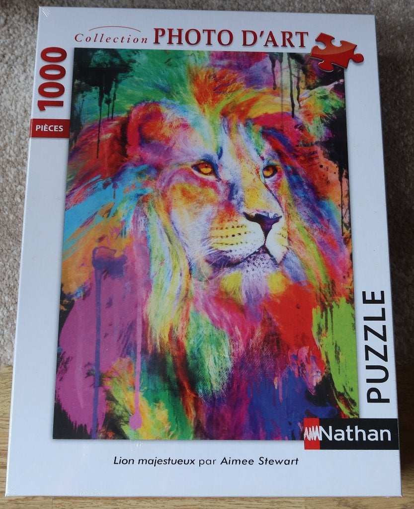 Legpuzzel Nathan - 1000 stukjes - Lion Majestueux - Nieuw, Ophalen of Verzenden, 500 t/m 1500 stukjes, Nieuw, Legpuzzel