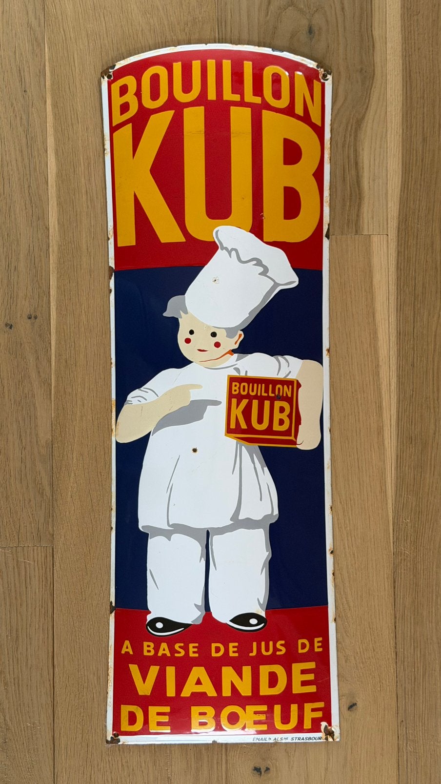 Emaille bord Bouillon KUB, Ophalen of Verzenden, Gebruikt, Reclamebord