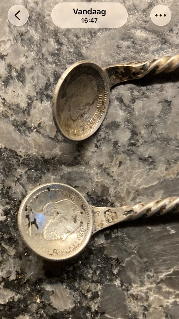 Antieke borrellepeltjes met 5 cent Willem 111 1850&1853, Koning Willem III, Setje, Zilver, Overige waardes
