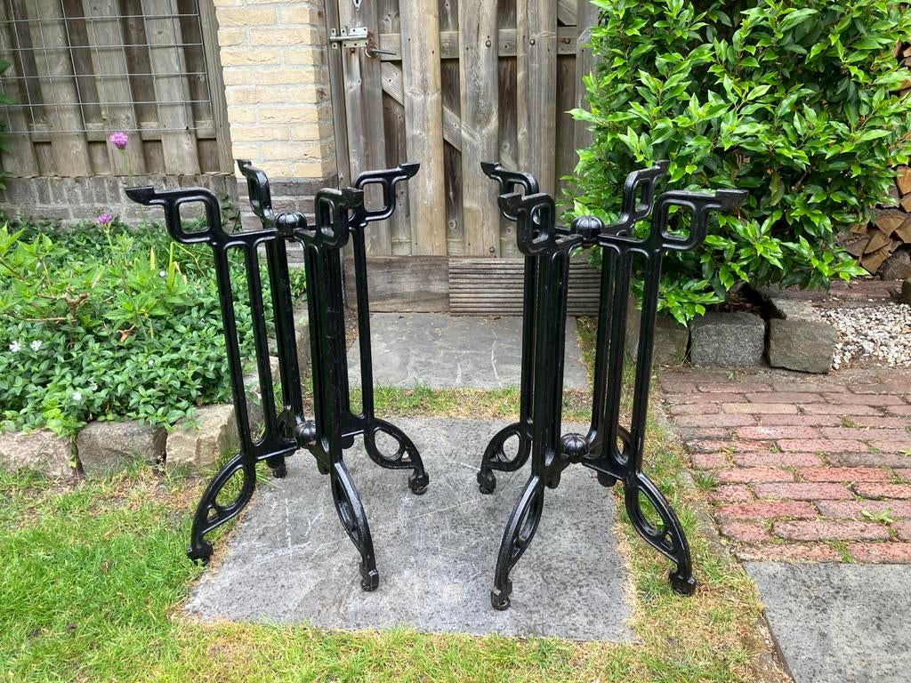 Set van 2 gietijzeren tafelpoten, zwart, Huis en Inrichting, Ophalen, Tafelpoot, Gebruikt, 50 tot 100 cm